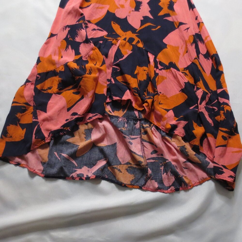 ABLE THE LABEL womens DRESS pink FLORAL orange NAVY BLUE maxi HI-LOW SIZE S - Picture 8 of 13